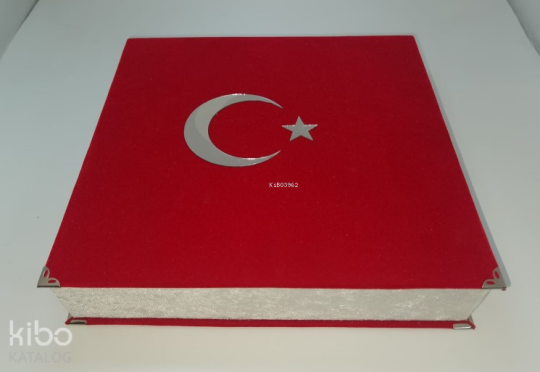 199Bayrak-Mühürlü Orta Boy Plaketli Kadife Kuran-I Kerim-Albayraklı